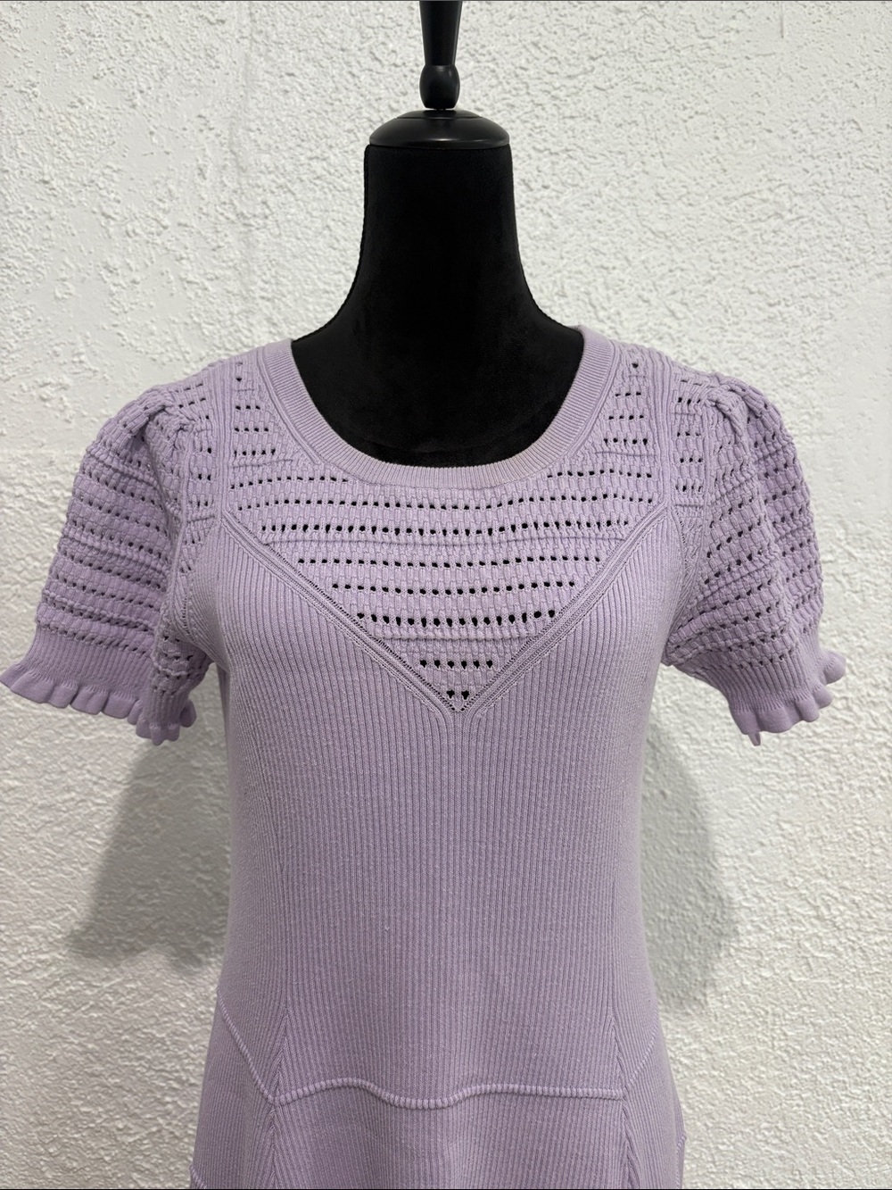 Anthropologie Maeve Lavender Scoop-Neck Knit Knee Length Dress Size Large - Picture 5 of 12